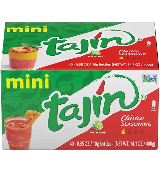 Tajín Clásico Chile Lime Seasoning Mini Display 0.35 oz, 40 Mini Bottles Pack | Powder