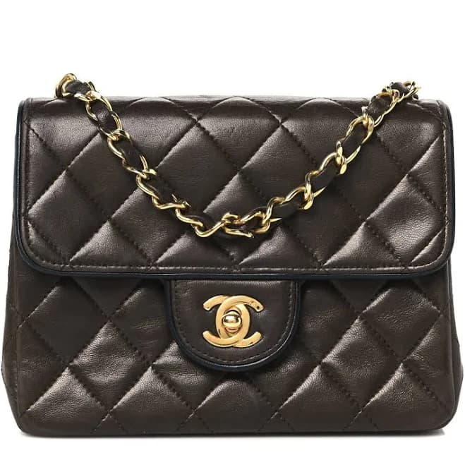CHANEL Quilted Lambskin Mini Square Flap Bag