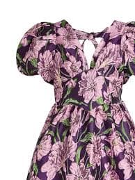 Sister Jane Floraison Floral Jacquard Puff Sleeve Dress In Pink | ModeSens