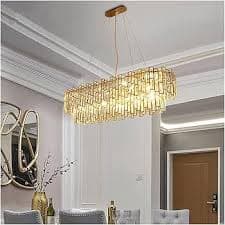 Amazon.com: Modern LED Chandelier, Chandeliers Pendant Modern Dining Room Oval Led Pendant Lights Plate Gold Steel Led Pendant Lamp K9 Crystal Hanging Lamp Fixtures (Color : W22 H38cm) (Color : Dia60cm 8