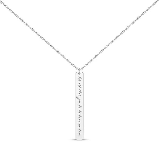 Thin Vertical Rectangle Tag Necklace