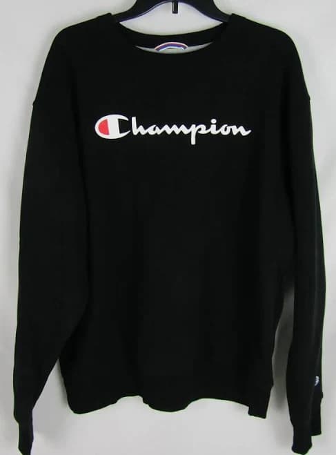Champion Brand Sweatshirt-mens Large-black W/white Lettering-euc