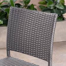 Grey Wicker Outdoor Bar Stool PE Rattan Armless Patio Barstools Pub Chair Bar Height Dining Chairs, Set of 2 AFP236603E - The Home Depot