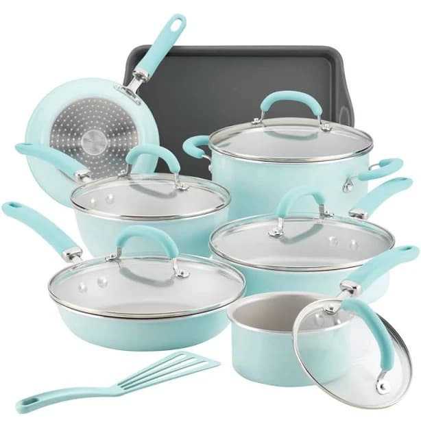 Rachael Ray Create Delicious 13-Piece Aluminum Nonstick Cookware Set