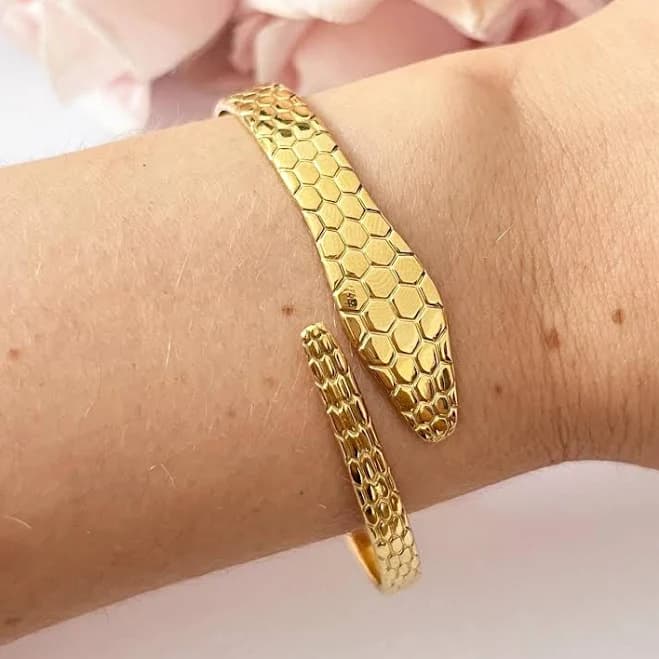 14K Gold Plated Snake Wrap Bracelet Bangle