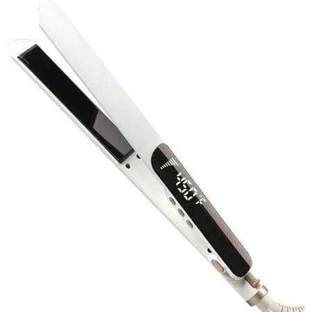 Rozamor Titanium Flat Iron Hair Straightener, Ultra Thin 1 Inch Double Side Fast Heating, Dual Voltage, Real-Time Temp Display, White