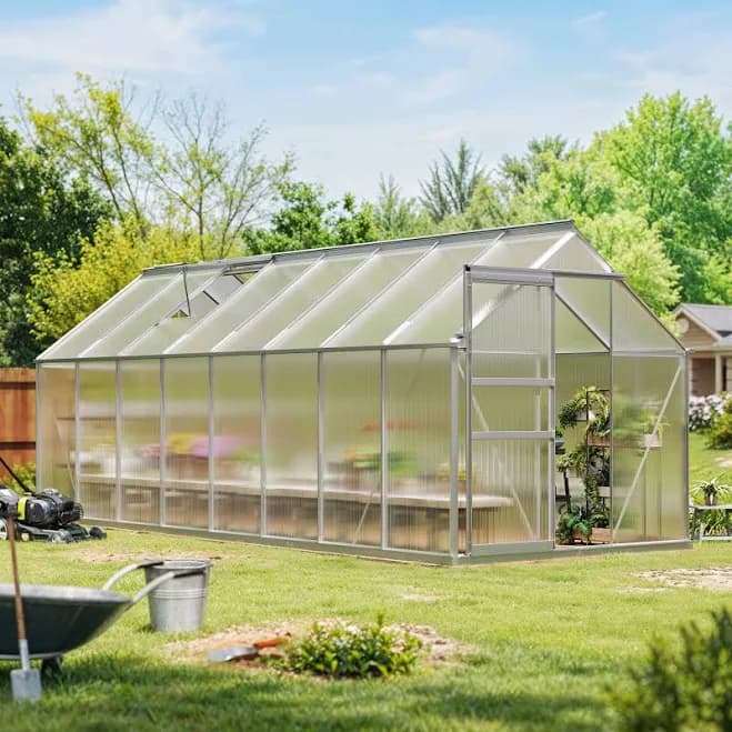 Best Deal Panel Greenhouse Sliding Door Backyard