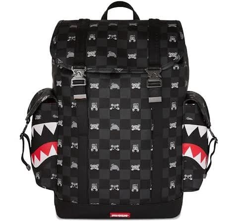 sprayground kid - Shark Mouth checkered backpack - kids - Polyurethane - One Size - Black