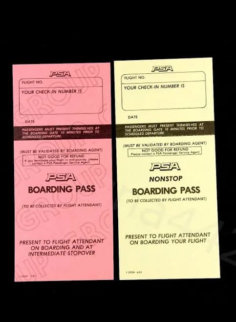 PSA Original Vintage BOARDING PASS Lot of 2 Pacific Southwest Airlines 1981