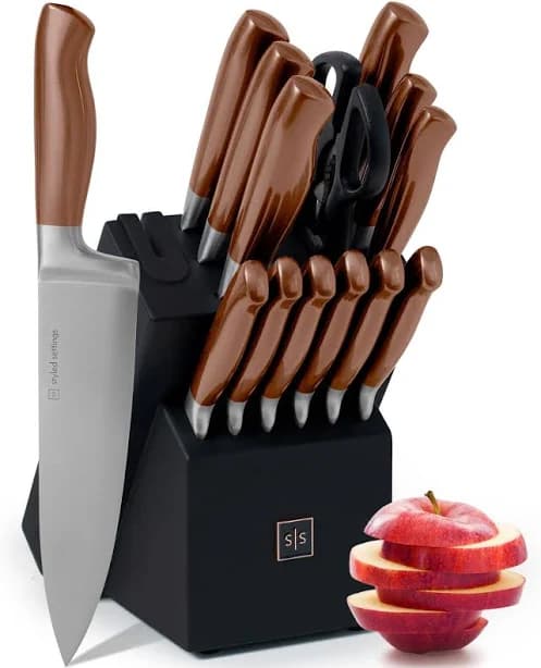 Styled Settings Copper Knife Set with Sharpening Block
