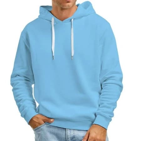 LINCOA Mens Hoodie Sweatshirt Solid Color Hooded Sweater No Pockets Mens Clothing,Light Blue,S, Men's, Size: Small