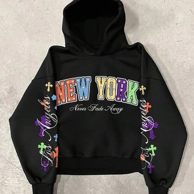 Men's Gothic Rhinestone Hoodie