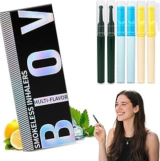 Natural Flavored Air Inhaler 6 Pack, Vaporless Smokeless Inhaler for Craving Relief, Nicotine-Free Lung Detox Oral Fixation, Non-Electric, Multi-Flavor