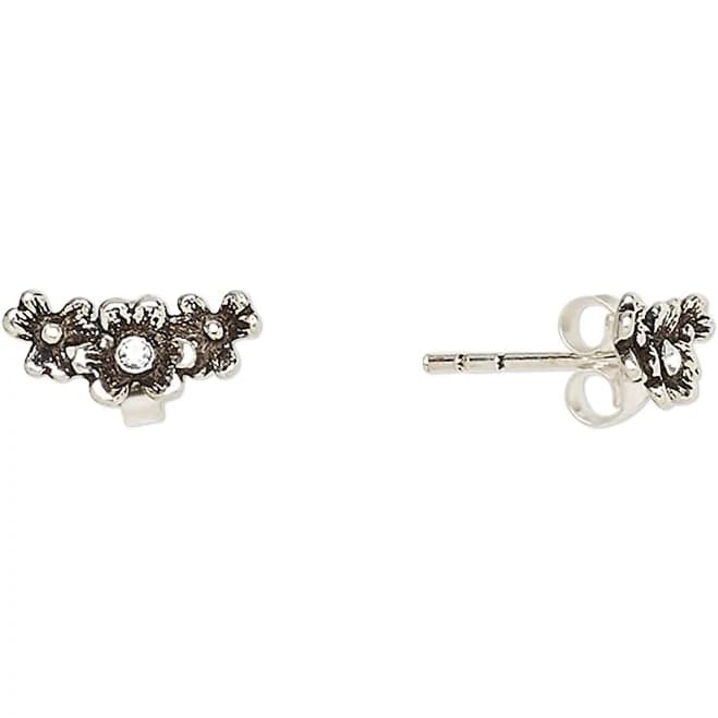 Sterling Silver Crystal Flower Earstud