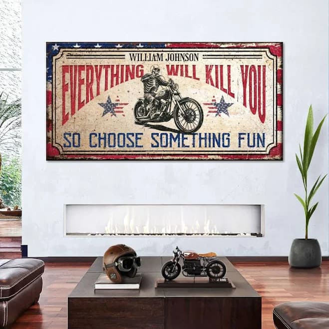 ElephantStock Motorcycle Personalized Sign Wall Art