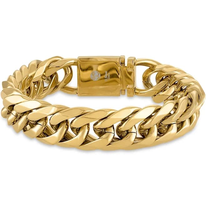 Esquire Men's Polished Stainless Steel Wide Curb Link Bracelet