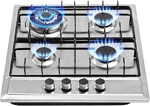 24″x20″ Built in Gas Cooktop 4 Burners Stainless Steel Stove with NG/LPG Conversion Kit Thermocouple Protection and Easy to Clean (20Wx24L)