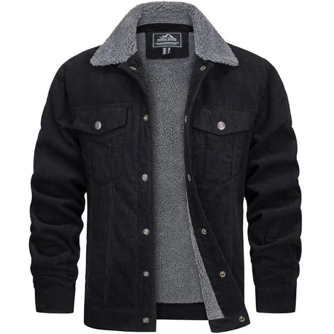 Men's Sherpa Lined Corduroy Cargo Jacket