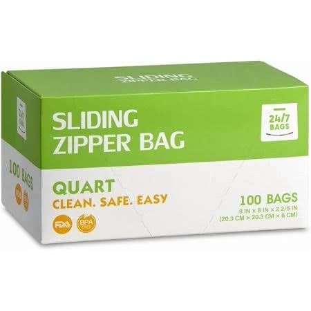 Slider Food Storage Bags Quart 100 Count