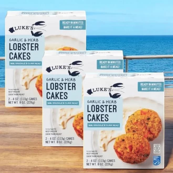 Luke's Organic Lobster Cakes, Garlic & Herb-3 Count- Easy Lunches