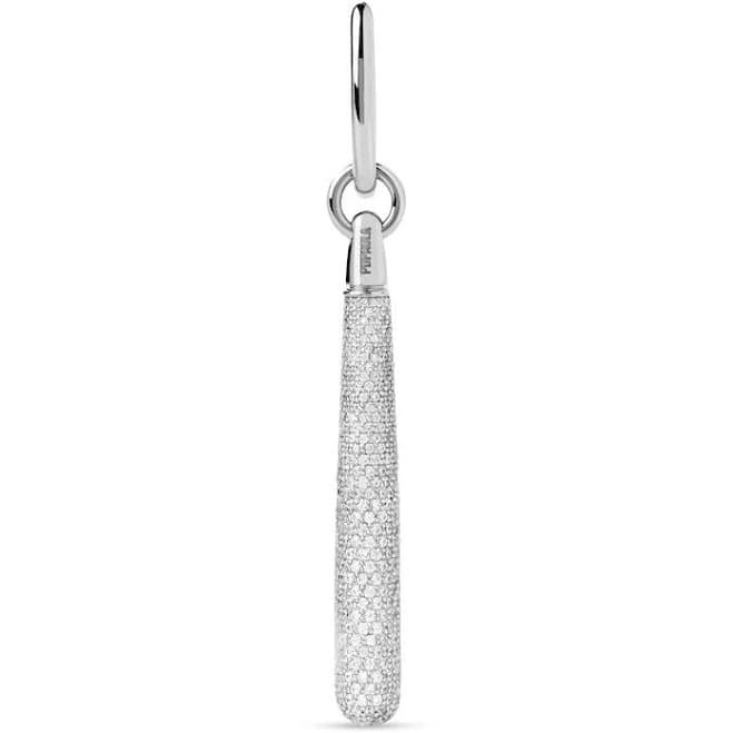 Zales Sterling Silver Cubic Zirconia Large Teardrop Dangle Hoop Earring