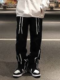 Emmiol Free shipping 2026 Men's Zipper Design Black Cargo Pants Black XL in Cargo Pants online store. | EMMIOL
