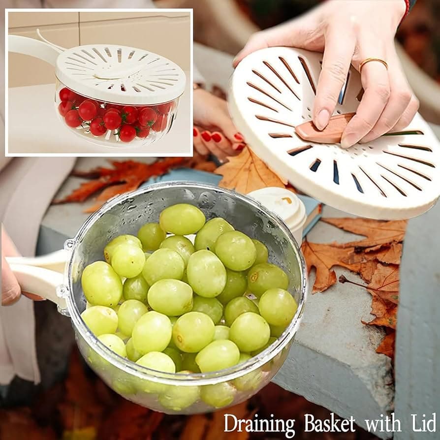 Amazon.com: 2 In 1 Drainer, Draining Basket With Lid, 2 In 1 Drainer And Strainer, Kitchen Fruit Drainage Basket, Multi-Function Fruit Vegetable Drainer Bowl (2 Pcs Mix): Home & Kitchen