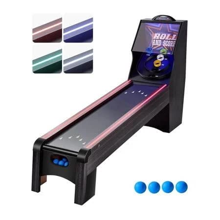 Vevor 9' Roll and Score Classic Arcade Game Table, with LED Electronic Scorer & Track Lighting,Sound, Automatic Ball Return,Adults Kids Home