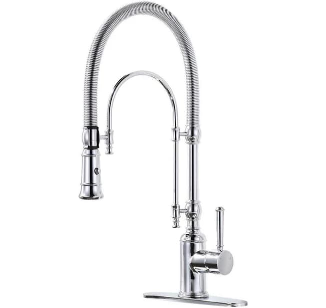 IVIGA 2-Functions Single Handle Gooseneck Pull Down Sprayer Kitchen Faucet