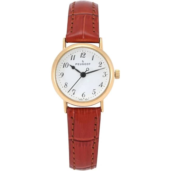 Peugeot Women's Small Face Easy Read Minimalist Leather Watch