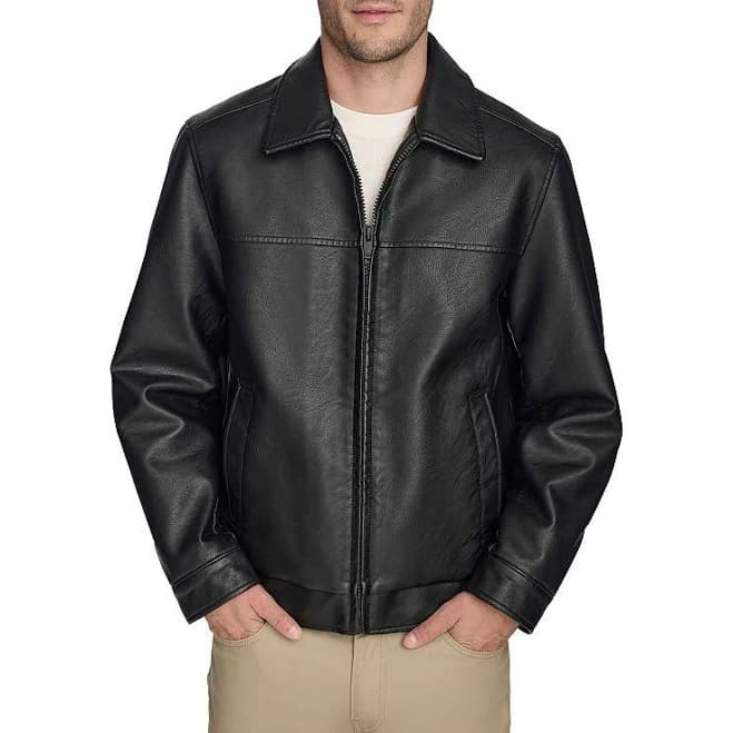 Dockers Men's Faux Leather Bomber Jacket