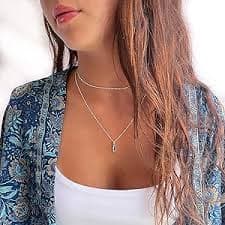 Amazon.com: Annika Bella Satellite Squares Chain Choker Necklace, 925 Sterling Silver Layering Necklaces for Women and Teens, Minimalist Simple Choker Length 13-16 Inches (Squares Chain) : Clothing, Shoes & Jewelry