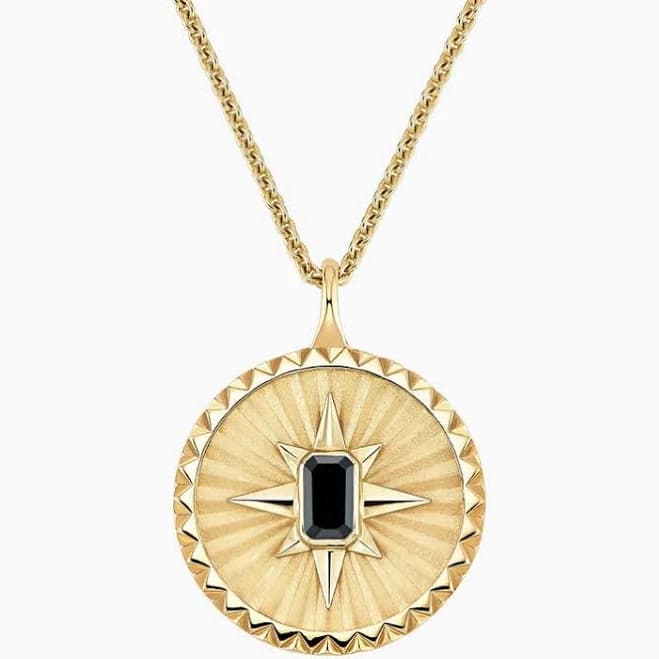 1/3 ct. tw. Black Diamond Medallion Necklace in 14K Yellow Gold