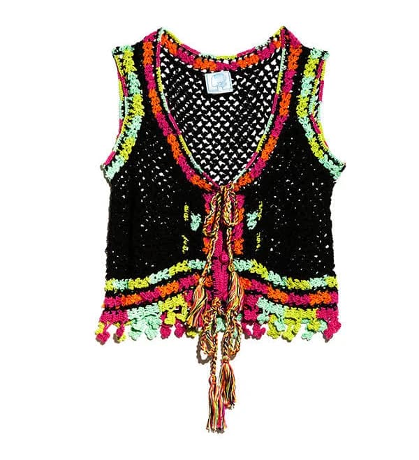 Women's Crochet Tops | Astral Nomad Crop Top | Anna Kosturova Medium / Black/Multi