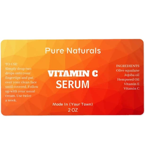 Orange Geometric Vitamin C Serum Product Labels