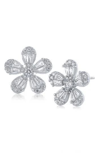 CZ by Kenneth Jay Lane Women's Floral Cubic Zirconia Stud Earrings