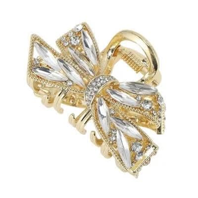 Faux Crystal Bow Claw Clip