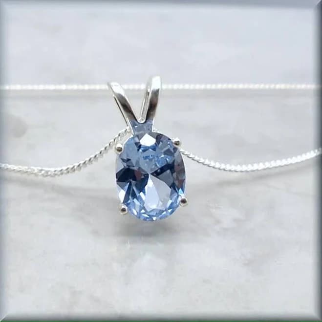 Sterling Silver Oval Cut Spinel Solitaire Necklace