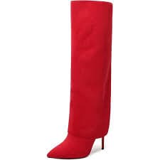 Amazon.com | NUMALEO Black Knee High Boots for Women Fold Over Boots Pointed Toe Stiletto Heel Tall Boots Fashion Pull On Slouchy Boots Comfortable Dress Shoes Size 5 | Knee-High
