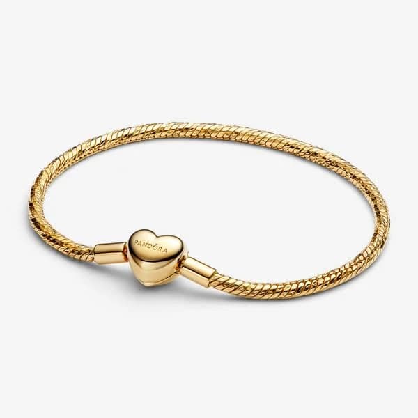 Pandora Heart Clasp Faceted Snake Chain Bracelet