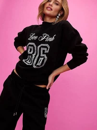 Victoria's Women's Secret Pink Campus Fleece Oversized Crew Sweatshirt