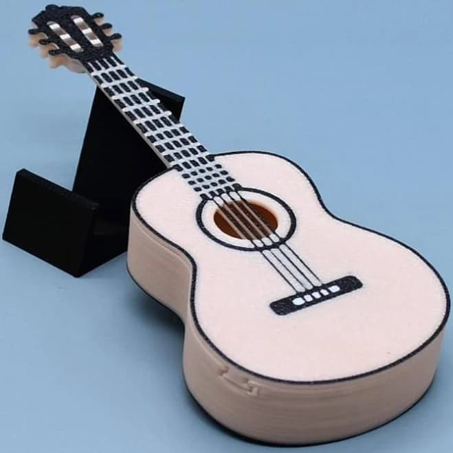 1:6 Scale Miniature Ukulele (PLA Material) - Dollhouse Decoration, Tiny Musical Instrument Model