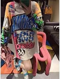 GGOOB 2000s Trendy 2024 Rapper Oversized Graphic Tees Y2k Long Sleeve Tshirts Hip Hop 90s Outfits Jersey Shirts Dress (Blue Pink,L,Large): Buy Online at Best Price in UAE - Amazon.ae