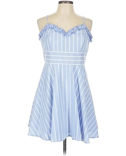 Row A Ruffle Striped Sleeveless Dress