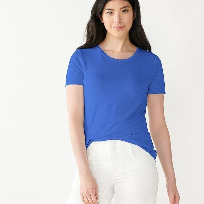 Women's Nine West Essential Crewneck Tee, Size: Small, Nicole Blue
