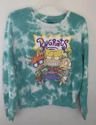 Cheap rugrats tie dye sweatshirt Flash Sales Nickelodeon Rugrats Hoodie Sweatshirt S Tie Dye Multicolor Pastels