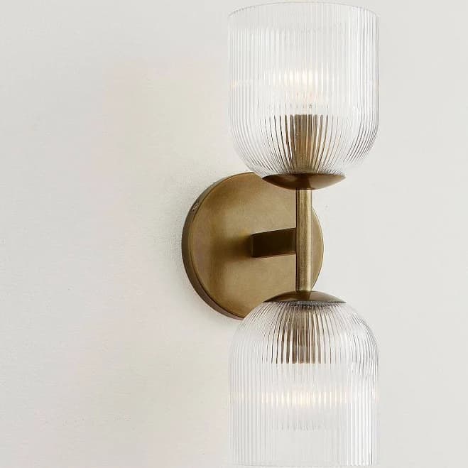 Pottery Barn Cooper Ribbed Glass Double Sconce