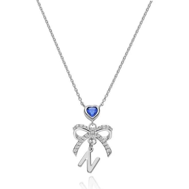 Sterling Silver Bow Initial Necklace