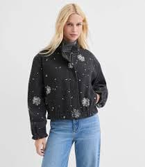 Petite Sequin Embellished Bomber Jacket