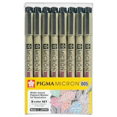 Sakura Pigma Micron 005 Extra Fine 8 Color Pen Set